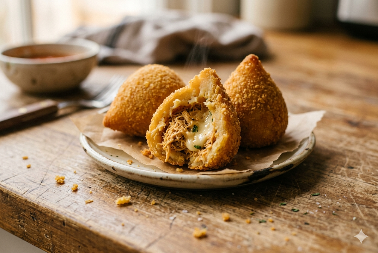 Coixinha de pollo con queso cremoso